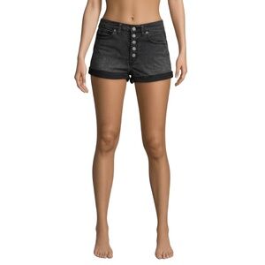 NUMERO Womens Shorty Shorts 29 Distressed Black High‎ Rise Button Fly Y2K